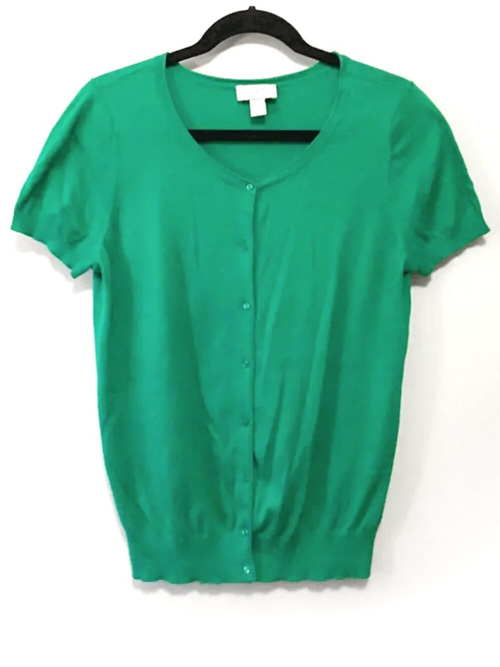 Vintage LOFT Kelly Green Lucky Irish Short Sleeve Button Up Cardigan Medium